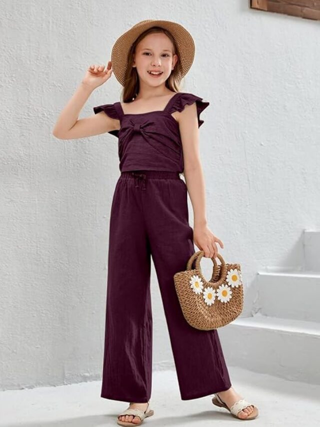 Trendy Girls Wide-Leg Summer Jumpsuit
