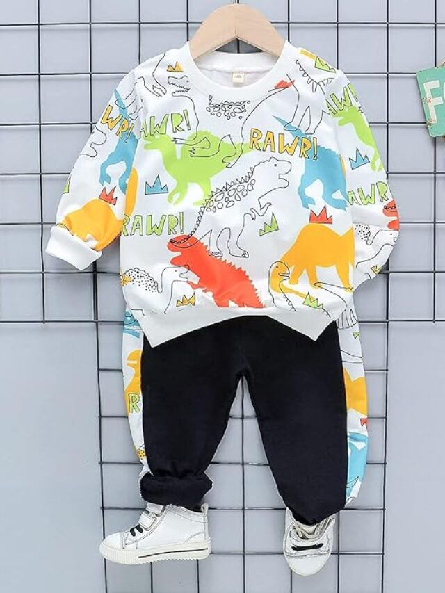 Googo Gaaga Boys Dino Printed Sweatshirt Jogger Set