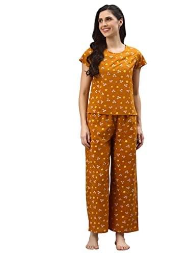 Yash Gallery Women’s Cotton Straight Bandhani Printed Night Suit for Women