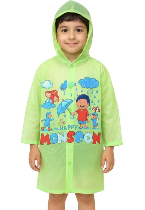 VINSON Polyester Blend Standard Length Happy Monsoon Bunny Print Kid’s Waterproof Raincoat Rain Jacket Suit With Hood School Boy’s And Girls(Green)-(Pack of 01) (Multisize) VINSON Polyester Blend Standard Length Happy Monsoon Bunny Print Kid’s Waterproof Raincoat Rain Jacket Suit With Hood School Boy’s And Girls(Green)-(Pack of 01) (Multisize)