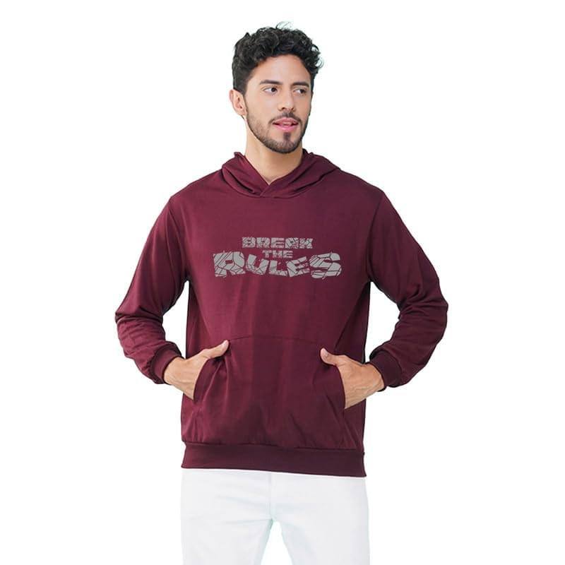 Nusyl Men’s Break The Rules Text Printed Hoodie for Winter Wear | Full Sleeves Hoodies with Pocket | Western Stylish Sweatshirt for Men | Hooded Neck Standard Length Men’s Hoodie
