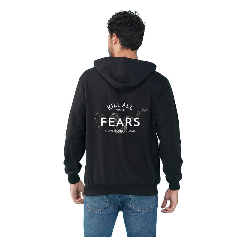 Nusyl Men’s Fears Text Printed Hoodie for Winter Wear | Men’s Fleece Hoodie | Full Sleeves Hoodies with Pocket | Western Stylish Sweatshirt for Men | Hooded Neck Standard Length Men’s Hoodie