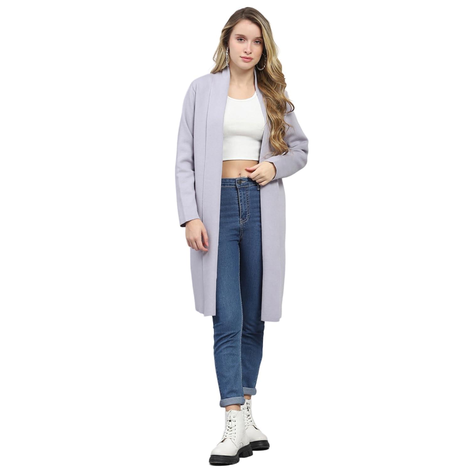 Monte Carlo Women’s Regular Fit Cardigan | Self Design Pattern with Front Open | Full Sleeve Cardigan for Women