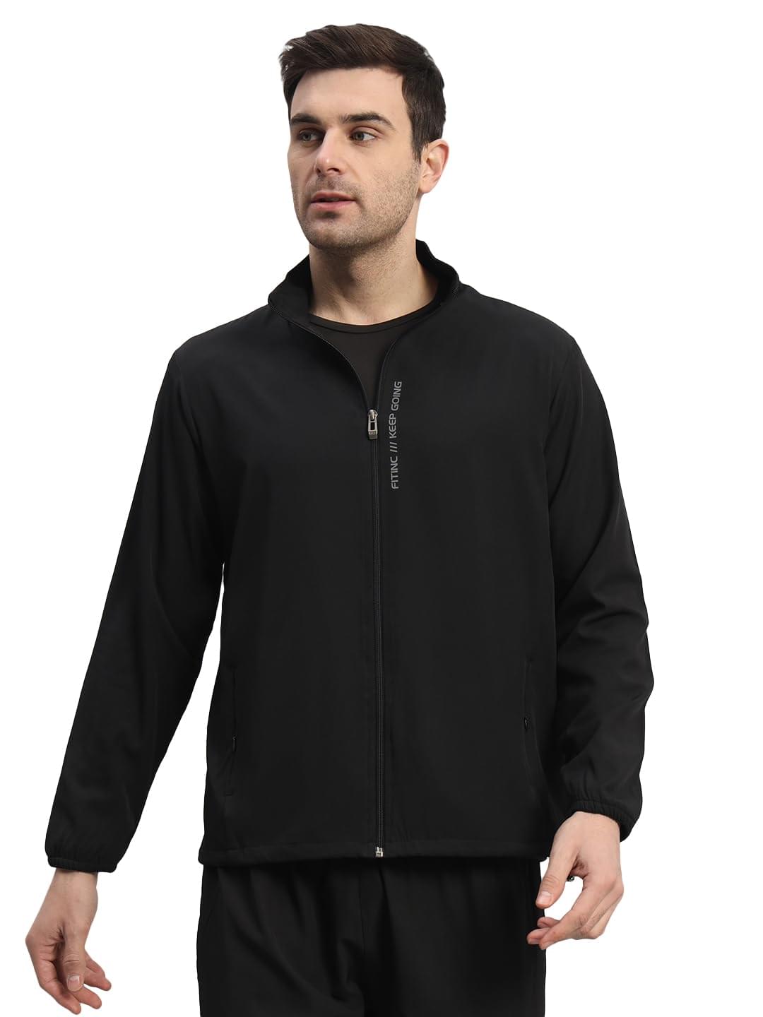 FITINC Sports Jacket for Men with Two Hidden Zipper Pockets