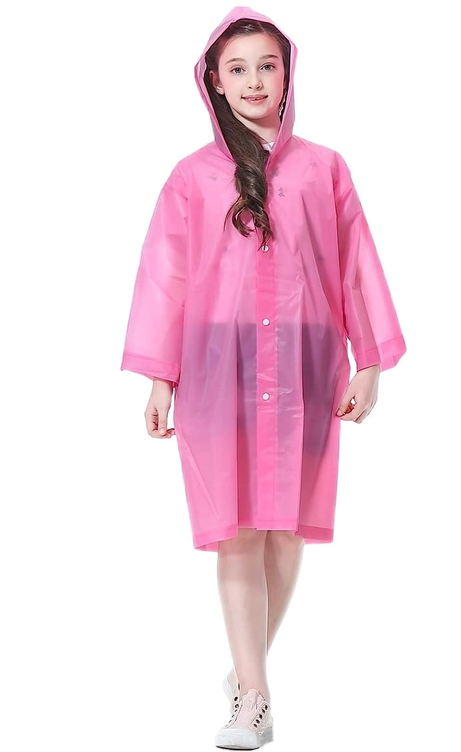 WKLOUYHE Kids Rain Poncho Raincoat Waterproof Rain Coats Jacket with Hood for Boys Girls Toddler_Pack Of 1