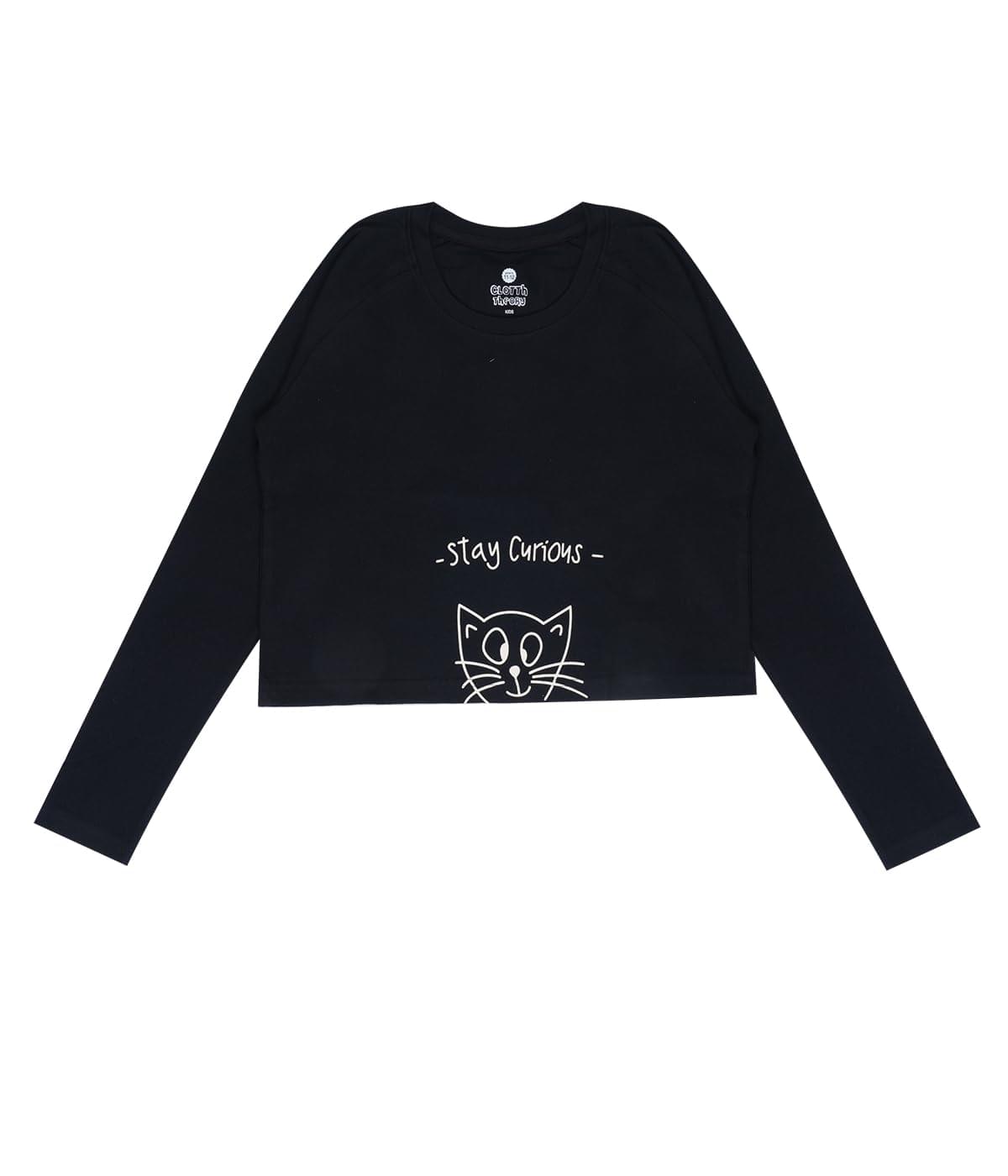 Long Sleeve Dropshoulder Pullover Crop Top for Girls