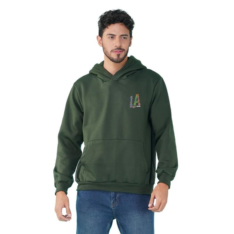 Nusyl Men’s LA Text Printed Hoodie for Winter Wear | Men’s Fleece Hoodie | Full Sleeves Hoodies with Pocket | Western Stylish Sweatshirt for Men | Hooded Neck Standard Length Men’s Hoodie