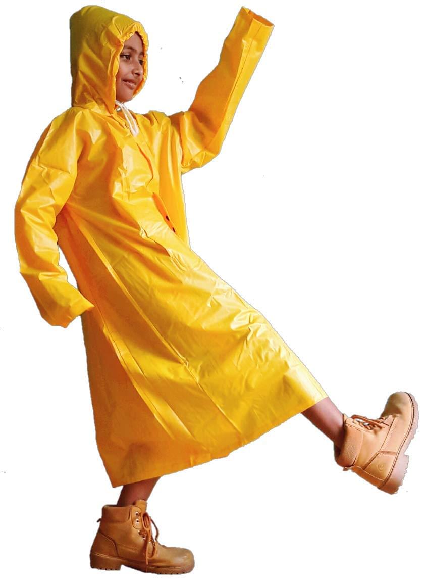 HALLUCINATION raincoat for kids boys girls unisex 100% waterproof yellow rain coat for school college