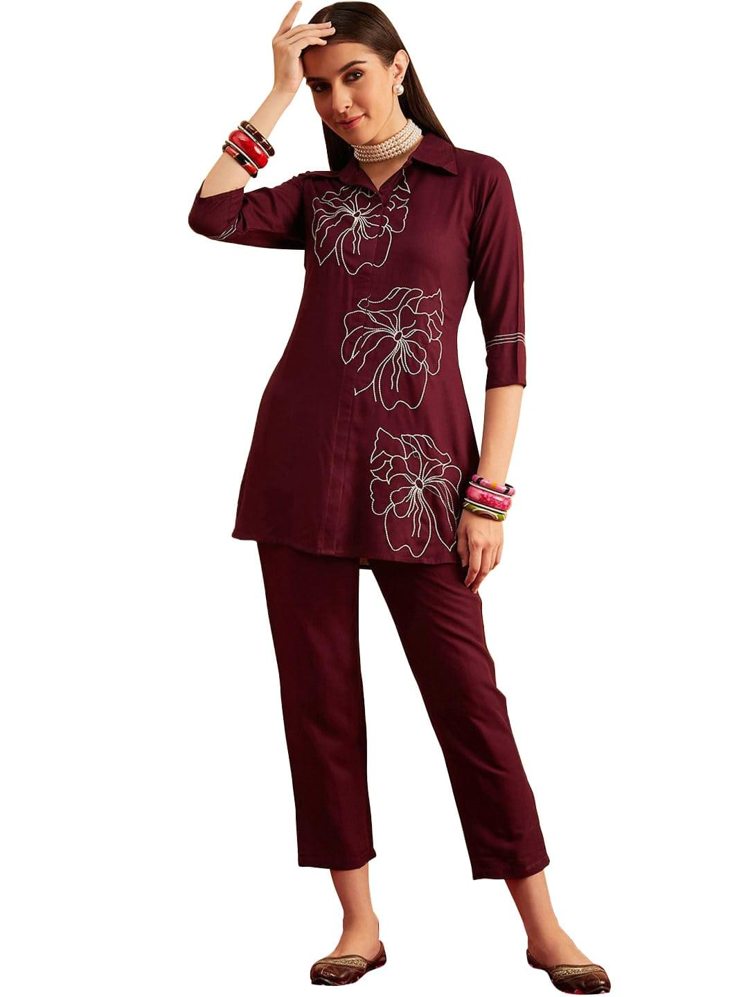 Shasmi Women’s Elegant Hot Co Ord Set for Women Stylish Kurta Ethnic 3/4 Sleeve Co-ord Set (Co-Ords 191)