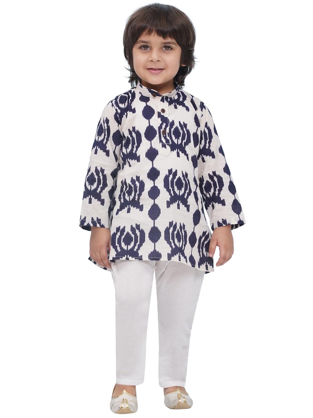 AJ DEZINES Kids Ethnic Wear Pure Cotton Printed Kurta Pajama Set For Boys