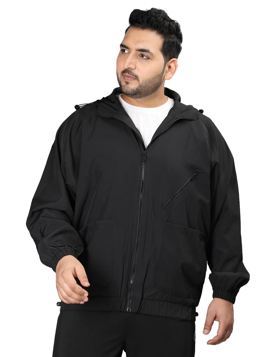 CHKOKKO Men’s Polyester Plus Size Winter Sports Windcheater Stylish Zipper Standard Length Winter Sports Jacket