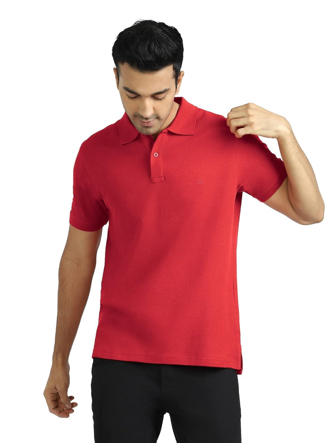 XYXX Men’s Element 100% Combed Cotton Relaxed Fit Half Sleeve Polo T-Shirt