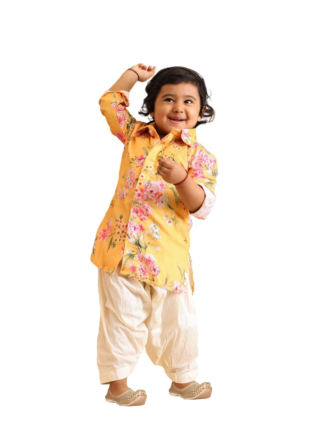Vastramay Infant Boys Multicolor Muslin Cotton Kurta Patiala Set