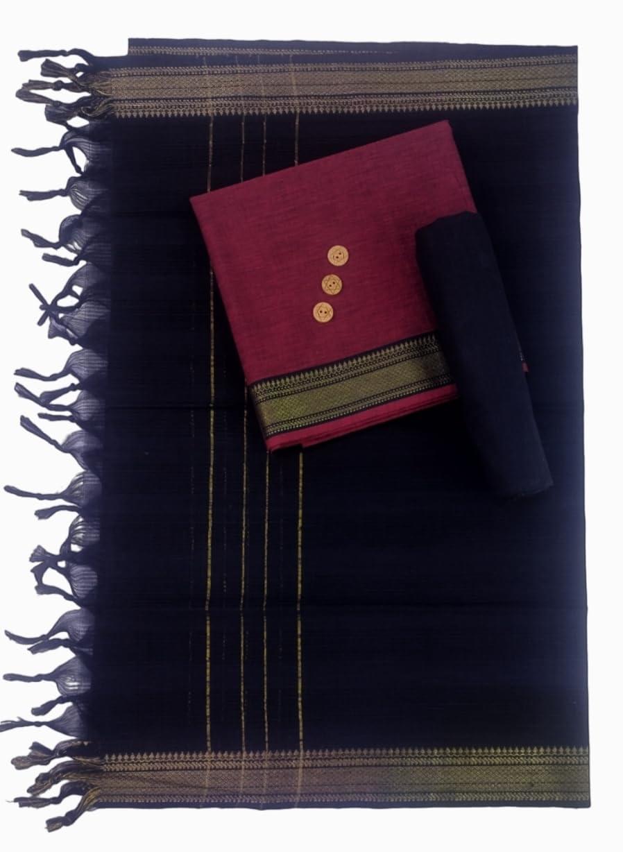 SANJ Mangalagiri Cotton Dress Material for Womens Unstitched womens salwar suits material| TOP | Bottom | Duppatta