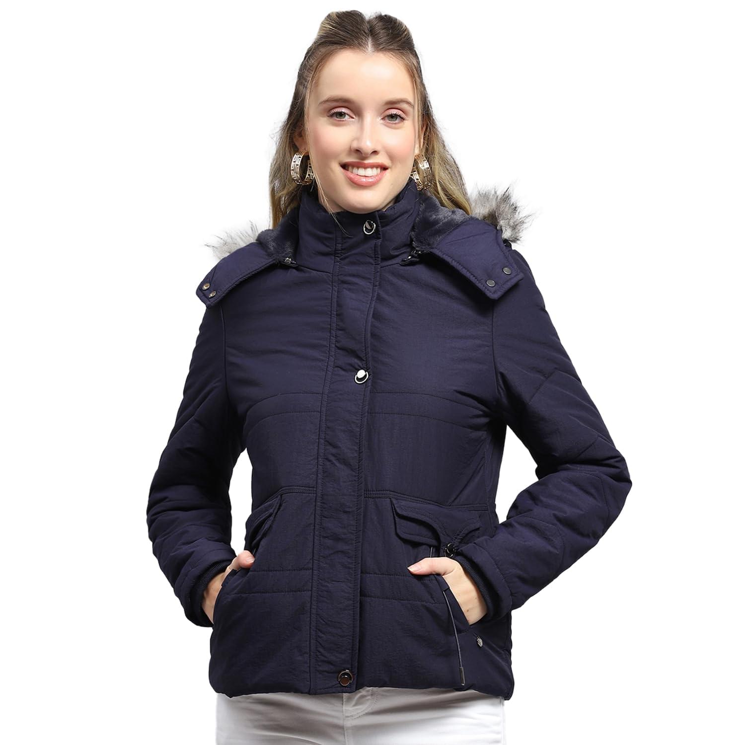Monte Carlo Womens Solid Detachable Hood Full Sleeve Jacket (224067470)