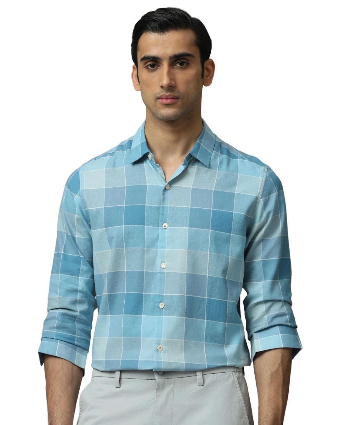 MUFTI Lilac Checks Slim Fit Shirt