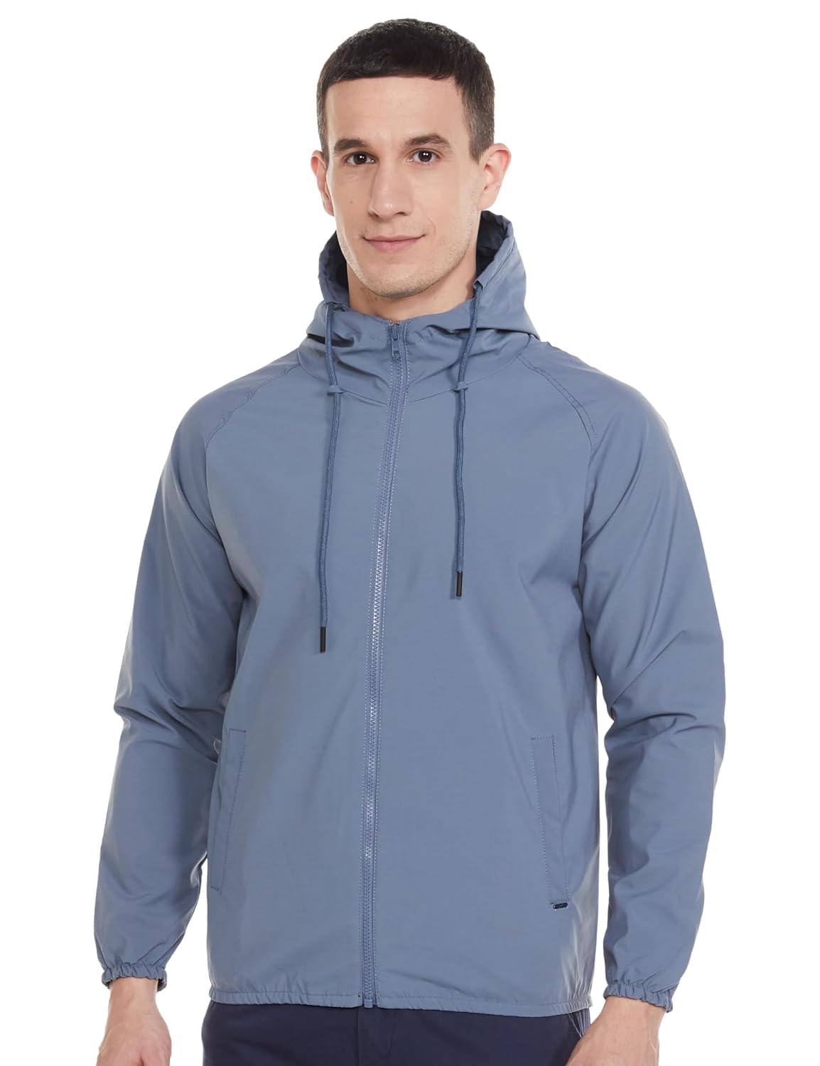 Qube By Fort Collins Men’s Polyester Standard Length Regular Fit Windbreaker Jacket – All-Weather & Winter Protection, Lightweight & Windproof