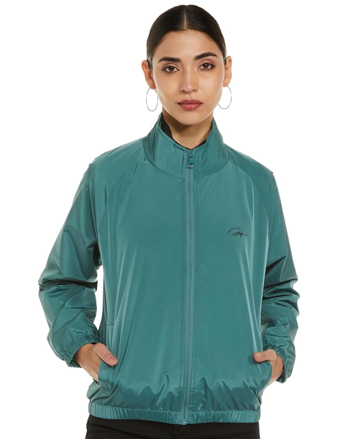Qube By Fort Collins Polyester, Standard Length Women’s Windbreaker Jacket Lightweight, Air-Resistant Outerwear For Active Lifestyle & Outdoor Adventures