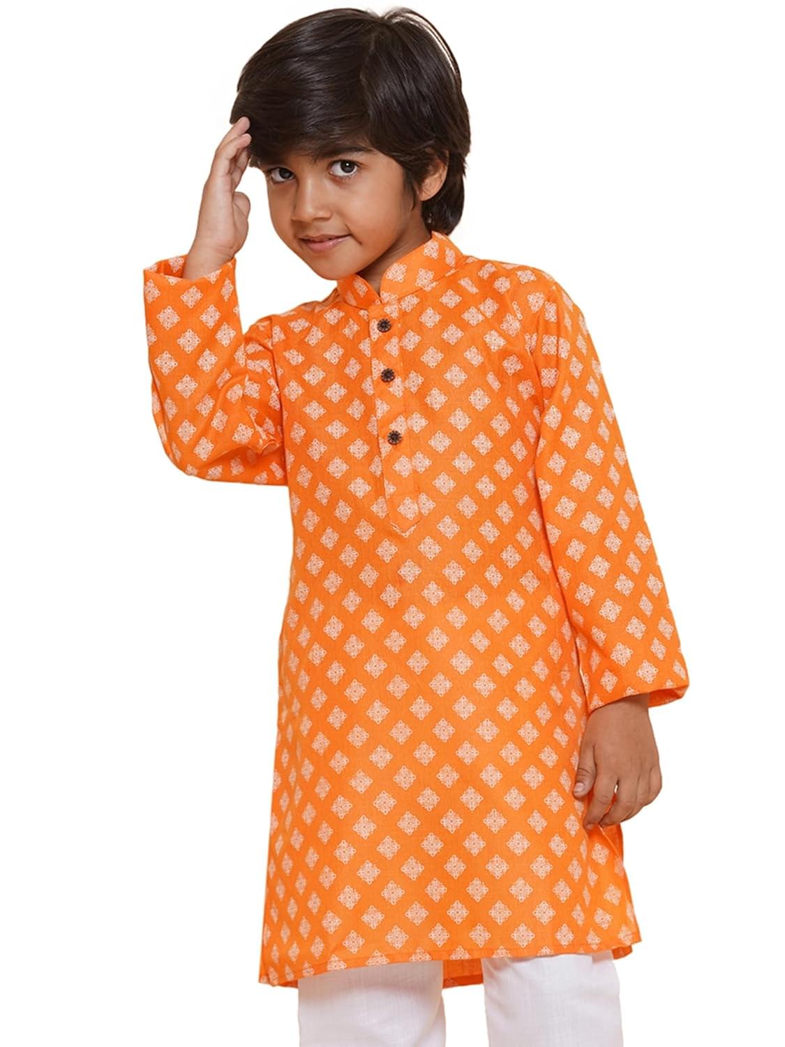 AJ DEZINES Ethnic Wear Cotton Printed Kurta Pajama Set For Boys