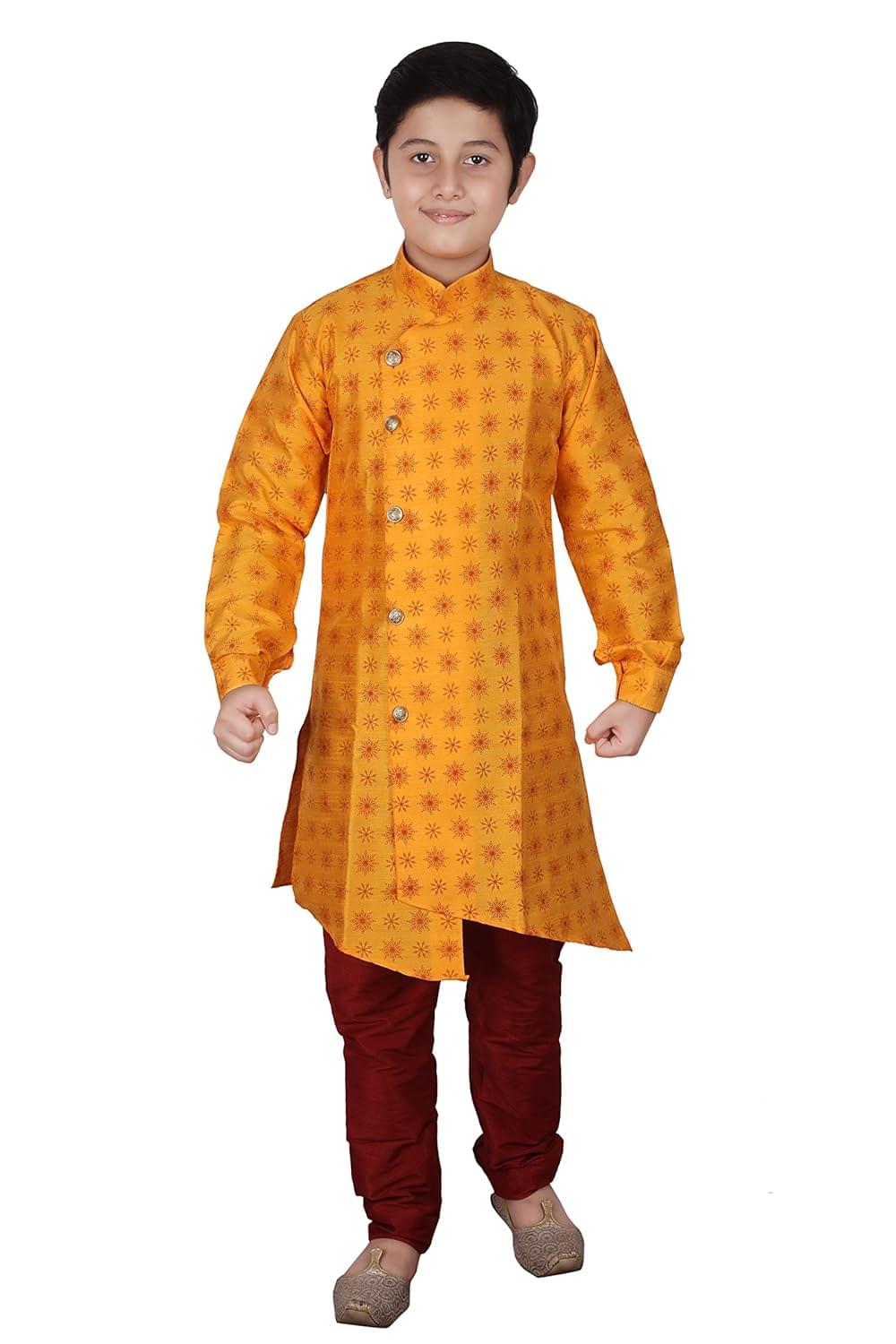 Pro-Ethic Style Developer Boys Silk Jacquard Kurta Pajama Set, Floral Print Pack Of 1 Pro-Ethic Style Developer Boys Silk Jacquard Kurta Pajama Set, Floral Print Pack Of 1
