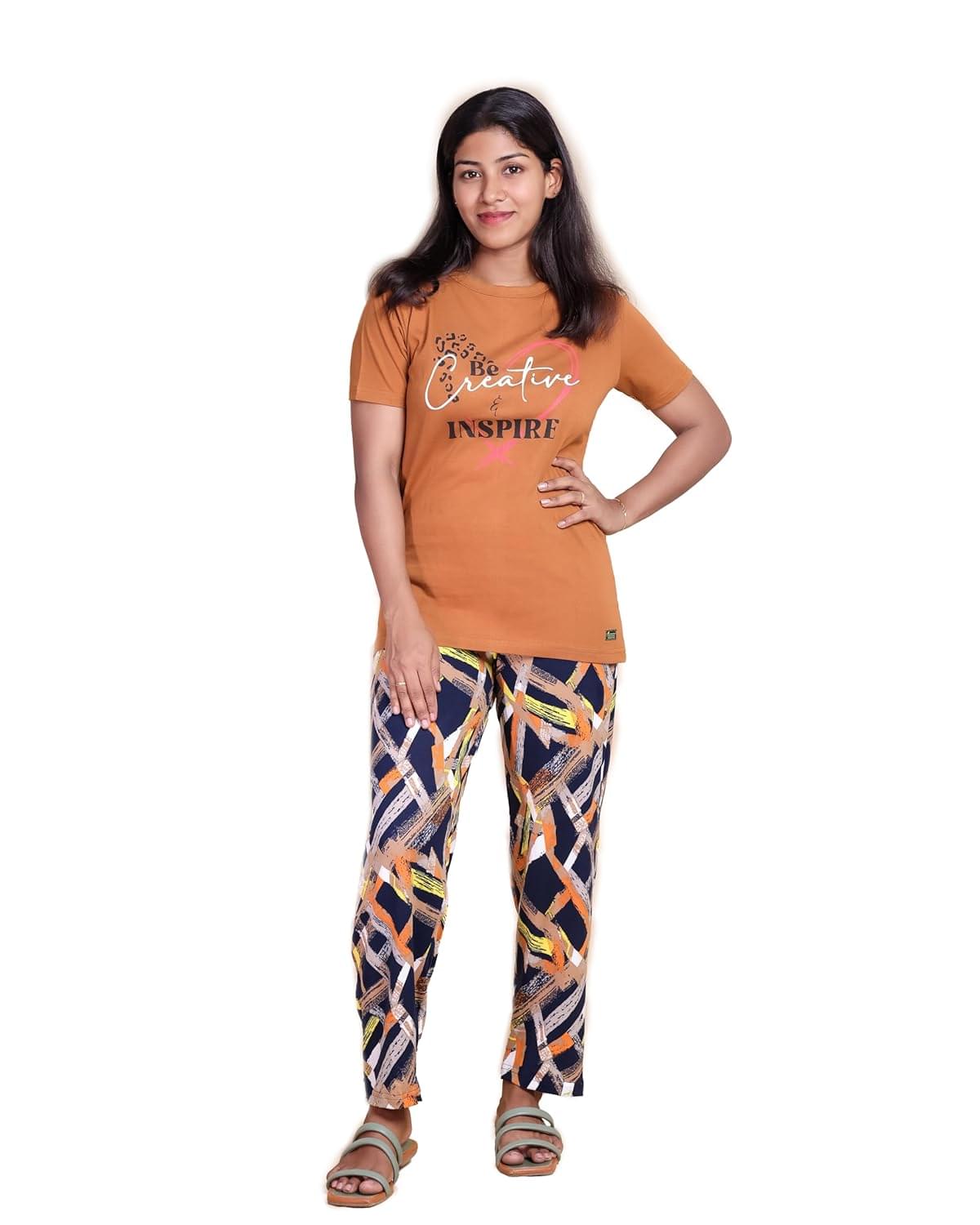 Cotton Night Suit for Women | Printed Nightwear Set with Pajama | Soft & Stylish Sleepwear | Night Dress for Women Cotton | Comfortable Ladies Night Suit Set