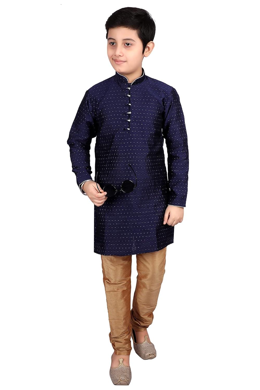 Pro-Ethic Style Developer Boy’s Silk Printed Ethnic Wear Kurta and Pyjama Set