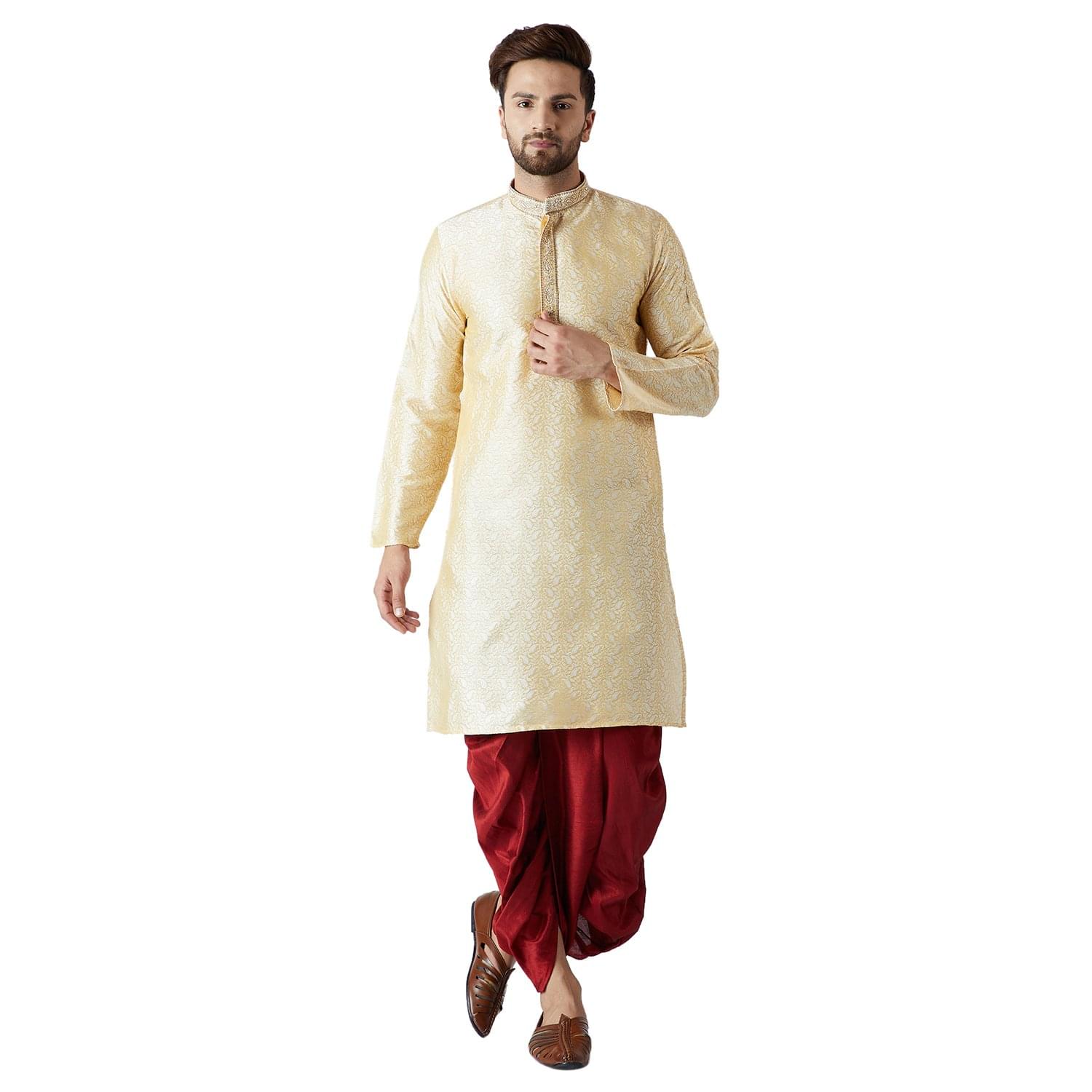 SOJANYA Men’s Silk Blend Solid (Since 1958, Kurta & Dhoti Set