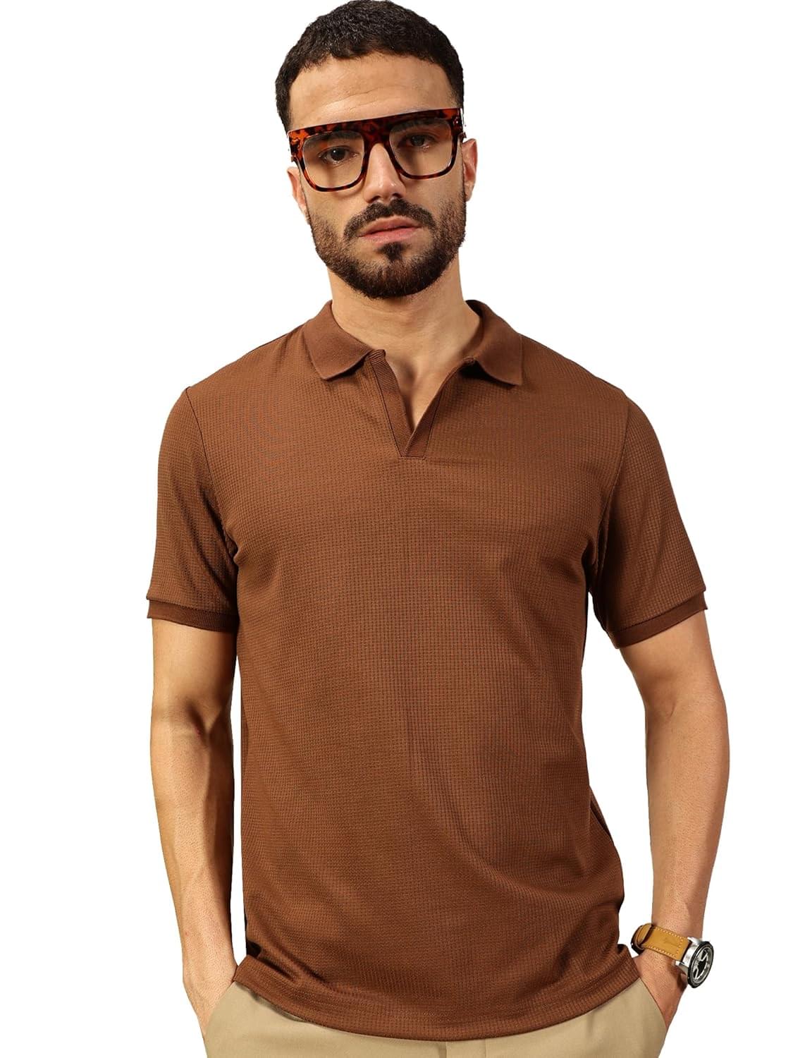 Thomas Scott Men’s | Self-Design | Half Sleeve | Regular Fit | Poly Elastane | Polo Collar | Casual Tshirt